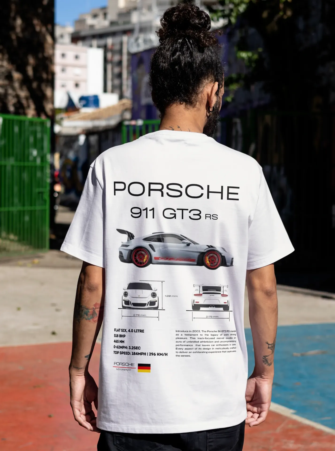 [HR-TEE-RSW-S1] HRUSHE Porsche 911 GT3 RS T-Shirt (S, White)