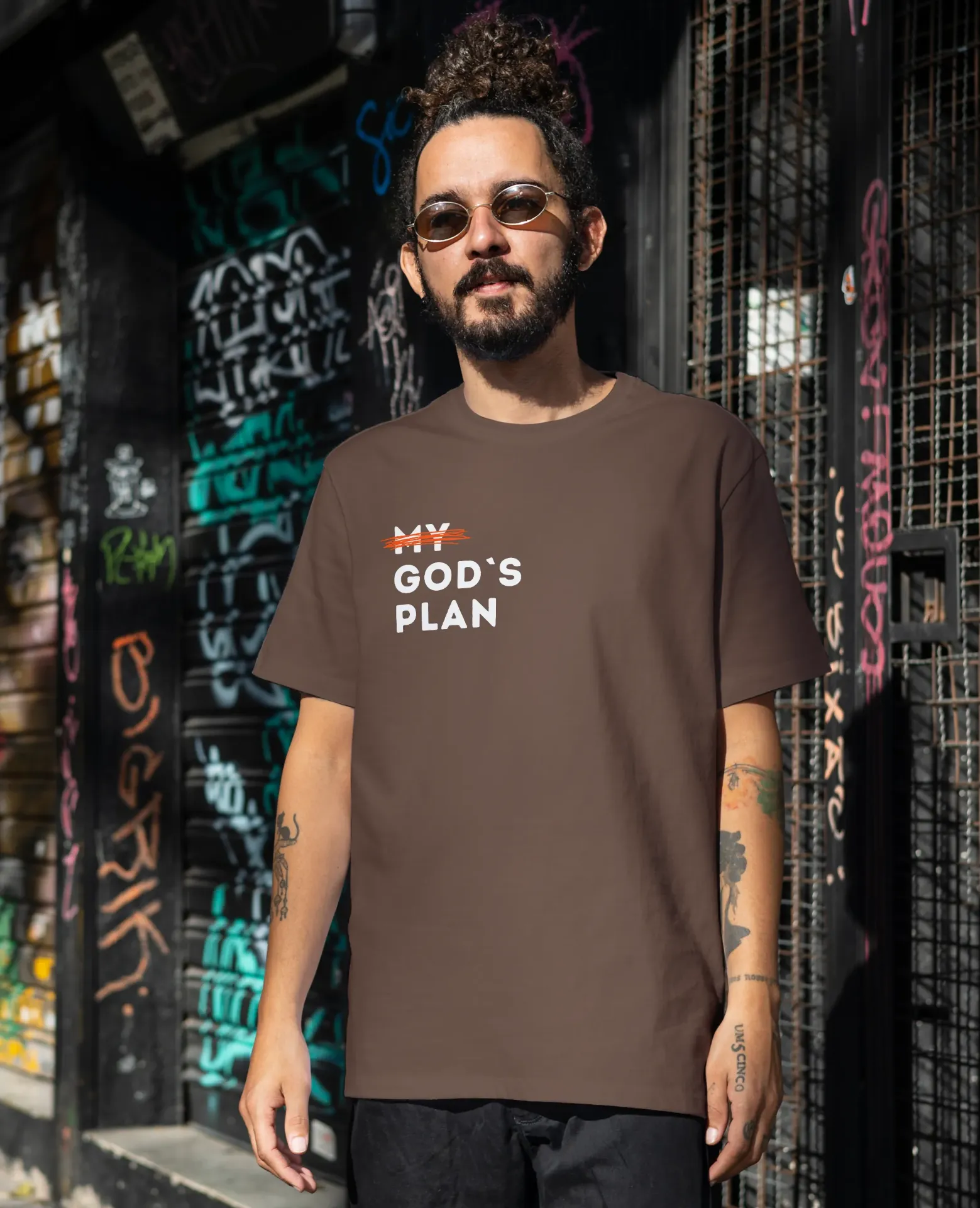 [HR-TEE-GPB-S01] HRUSHE God’s Plan Graphic T-Shirt (S, Black)