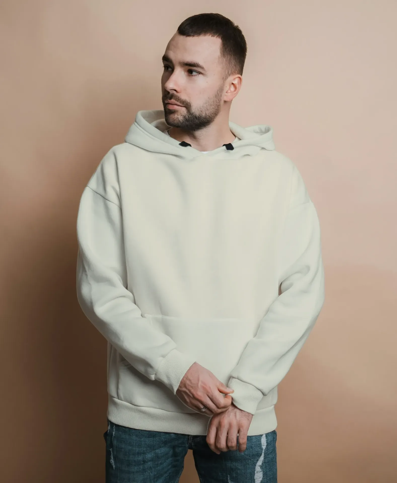 HRUSHE - Premium Plain Hoodie - Beige